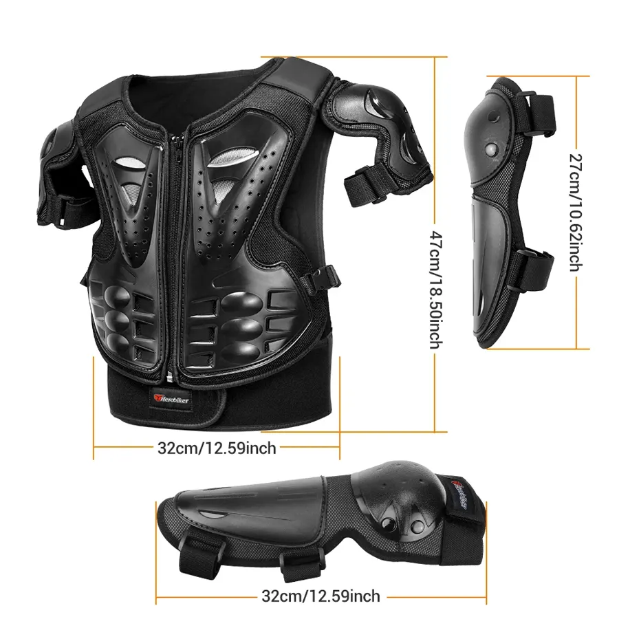 Armure de motocross enfant complète : gilet, coudières, genouillères, photo 3