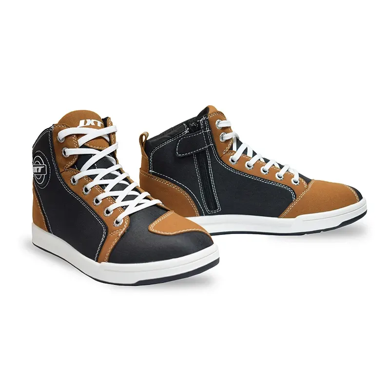 Baskets moto montantes renforcées, couleur Marron