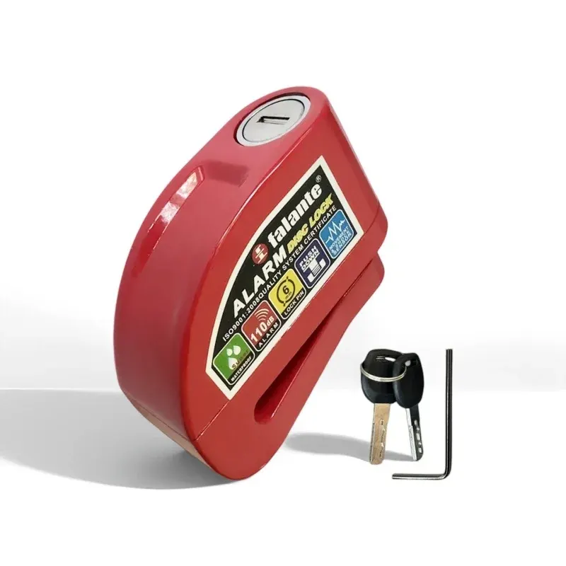 Bloque-disque moto avec alarme 110 dB, couleur Rouge