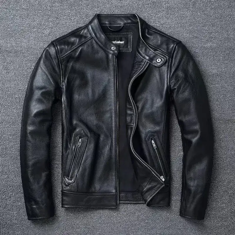 Blouson moto cuir de vache style café racer homme