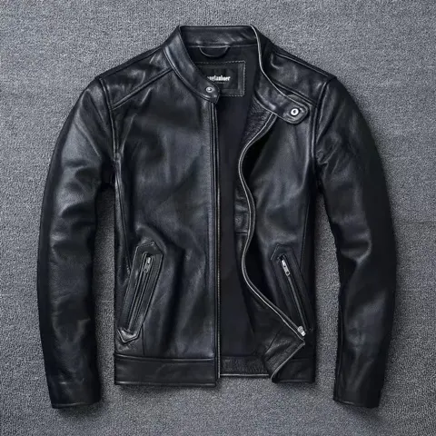 Blouson moto cuir de vache style café racer homme