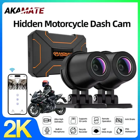 Caméra embarquée moto 2K avant + arrière, Wi-Fi, carte 32 Go incluse