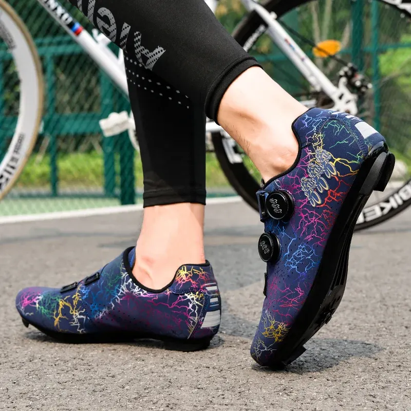 Chaussures vélo de route automatiques à double molette, motif graffiti, photo 5