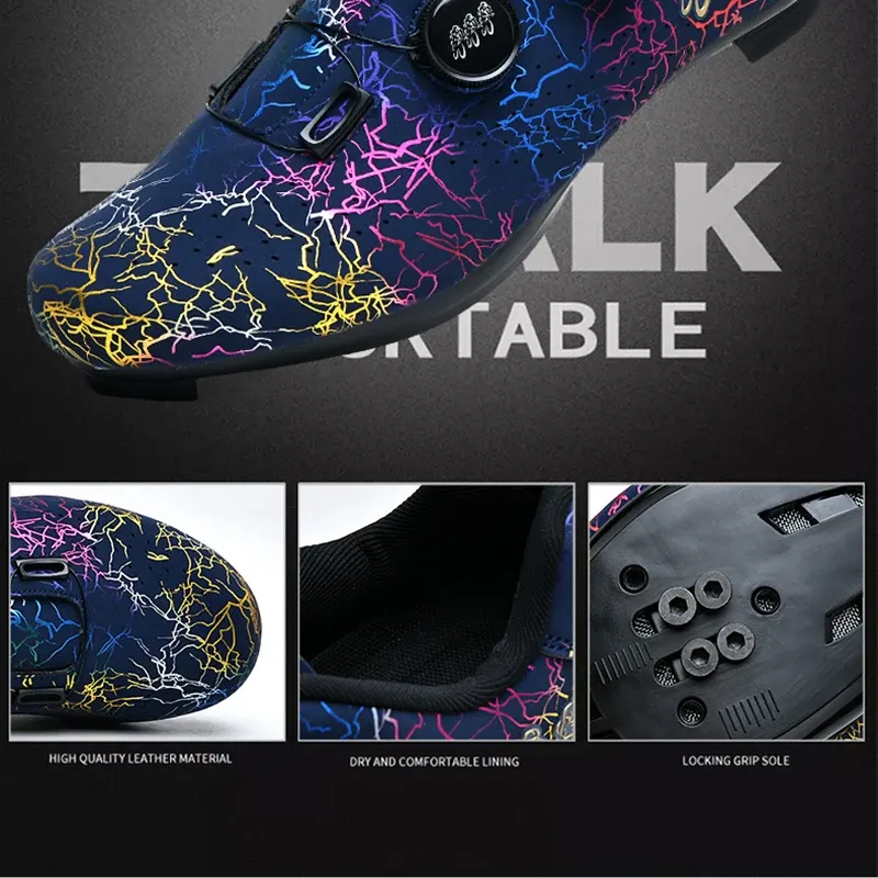 Chaussures vélo de route automatiques à double molette, motif graffiti, photo 6
