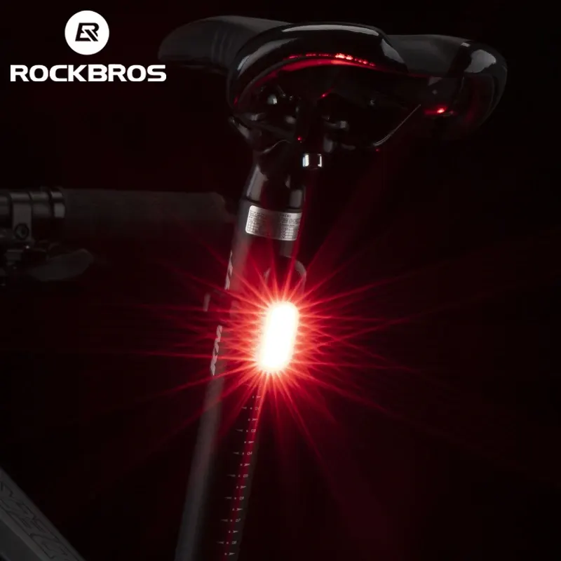 Feu arrière vélo ROCKBROS rechargeable USB, 5 modes, 25 g