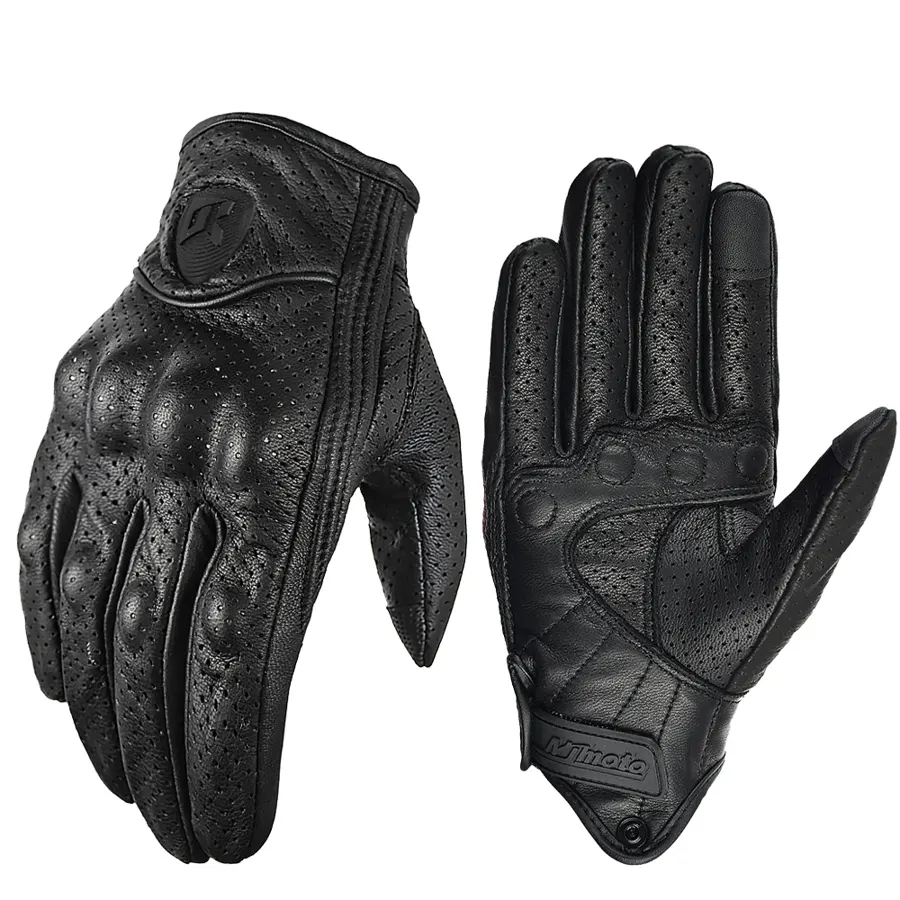Gants moto cuir rétro perforés, version Perforé