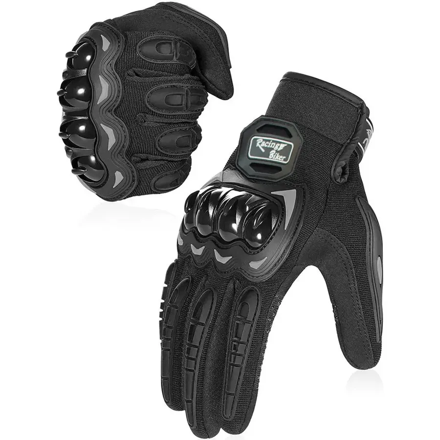 Gants moto d'été à coques de jointures, 5 coloris, couleur Noir
