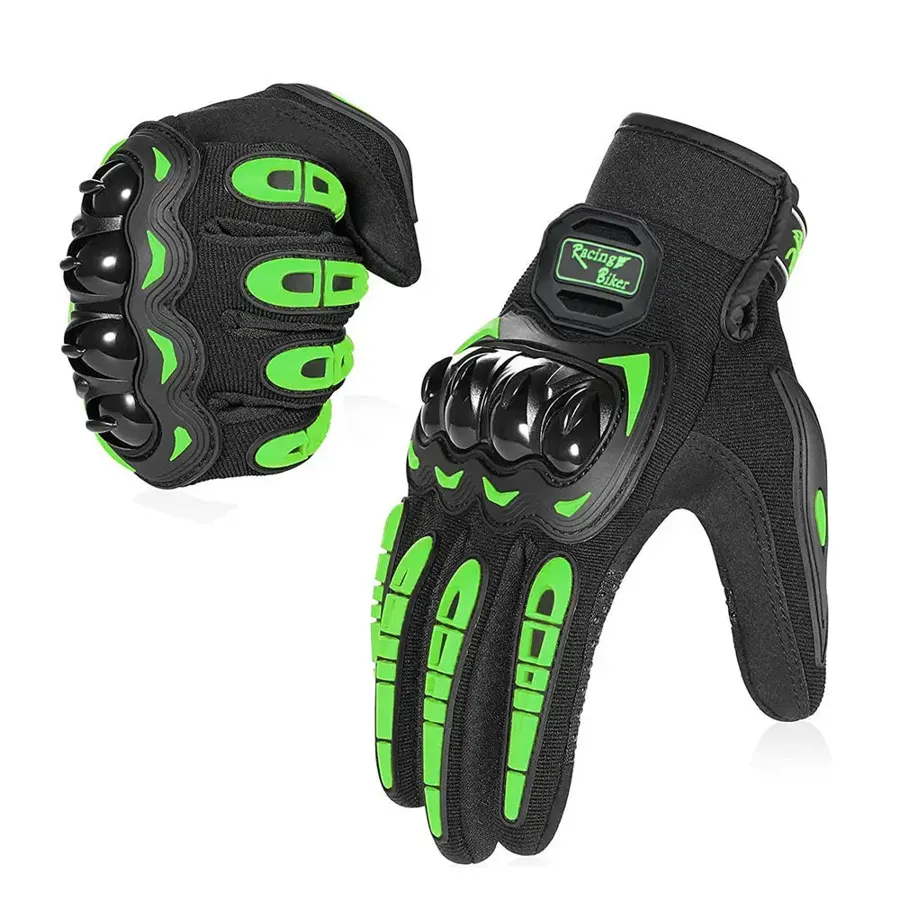 Gants moto d'été à coques de jointures, 5 coloris, couleur Vert