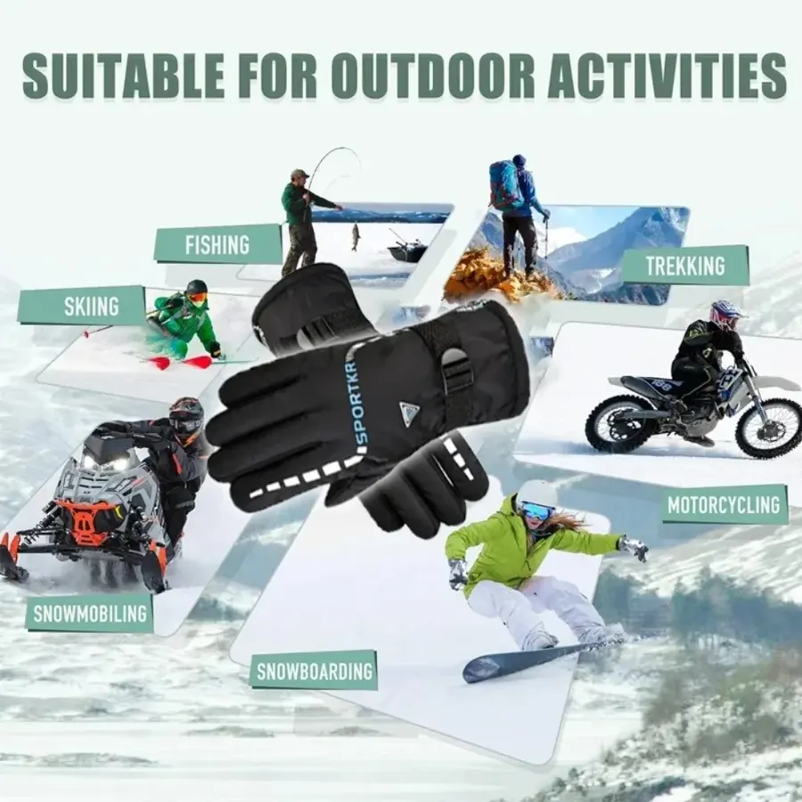 Gants moto hiver imperméables doublés polaire, photo 6