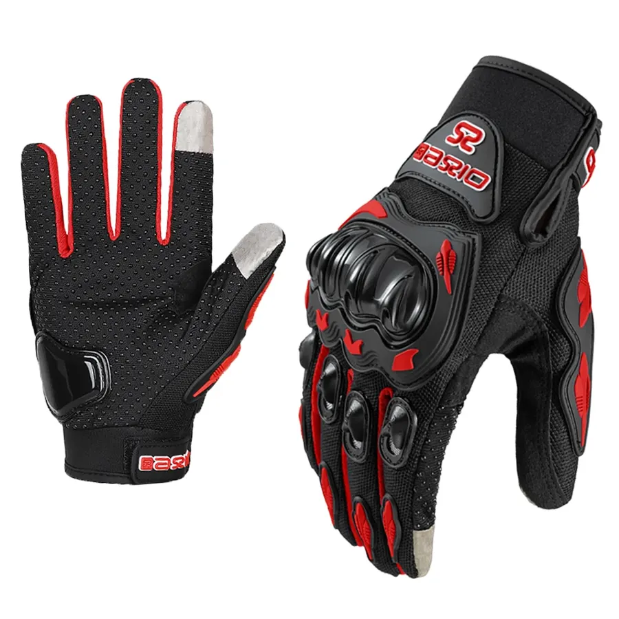 Gants moto respirants antidérapants, couleur Rouge