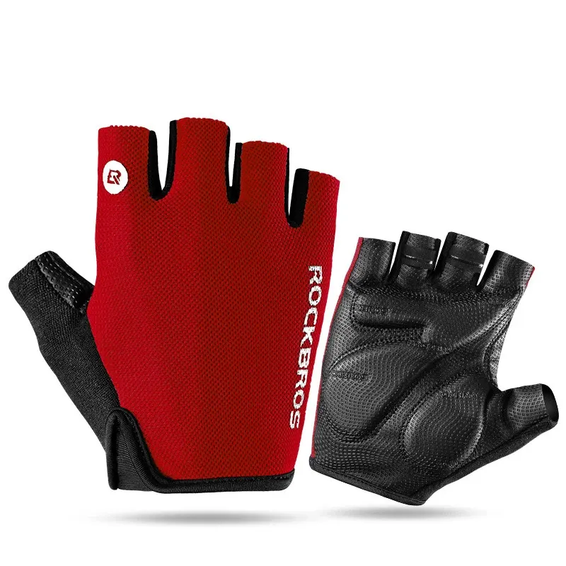 Gants de vélo mitaines ROCKBROS rembourrés, respirants, couleur Rouge
