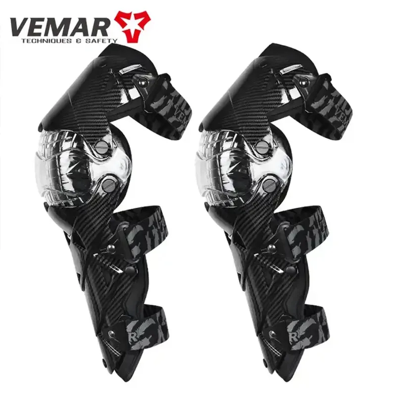 Genouillères moto articulées VEMAR E-18, coque et protège-tibia