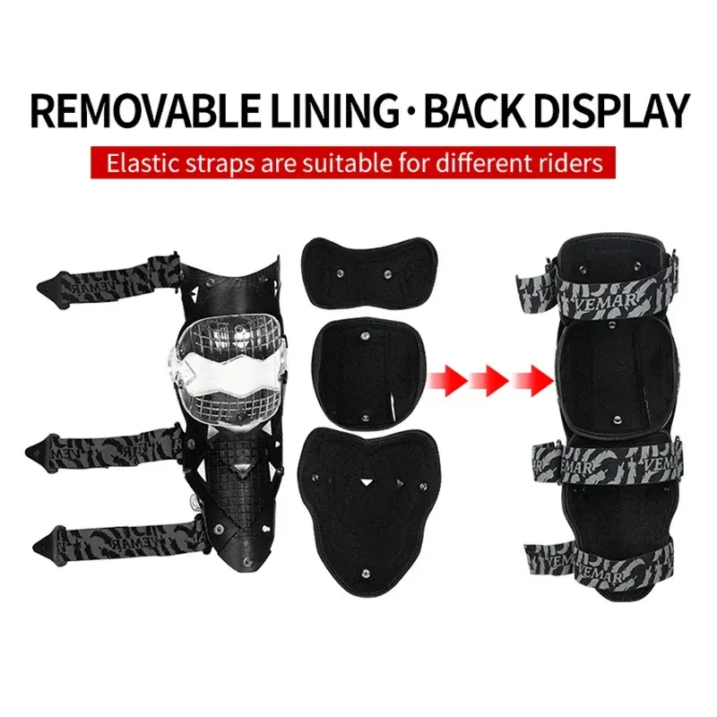 Genouillères moto articulées VEMAR E-18, coque et protège-tibia, photo 6