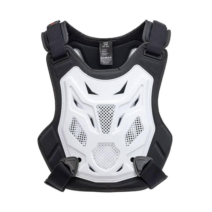 Gilet pare-pierres moto cross torse et dos, couleur Blanc