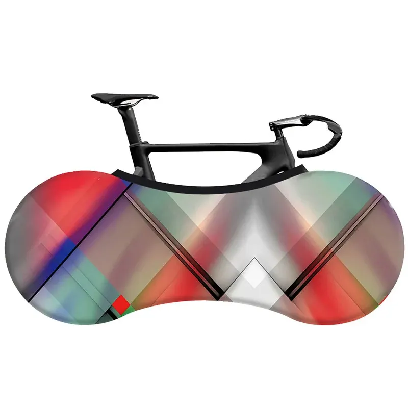 Housse de vélo d'intérieur extensible HSSEE, roues 26 à 29 pouces, motif Géométrique