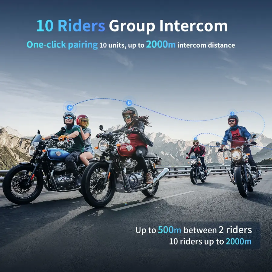 Intercom moto Fodsports M1-S Pro avec application, 10 motards, photo 3