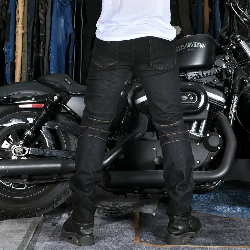 Jean moto homme stretch avec protections genoux et hanches, photo 3