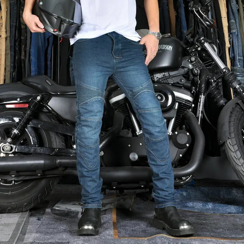Jean moto homme stretch avec protections genoux et hanches, photo 4