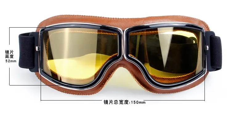 Lunettes moto vintage aviateur en cuir, photo 6