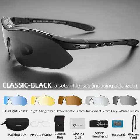 Lunettes de soleil polarisées ROCKBROS avec 5 verres interchangeables