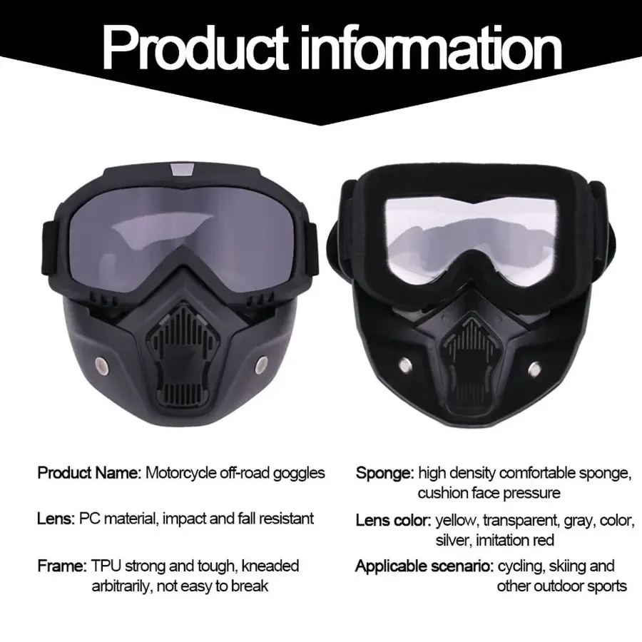 Masque moto cross avec lunettes amovibles, photo 6