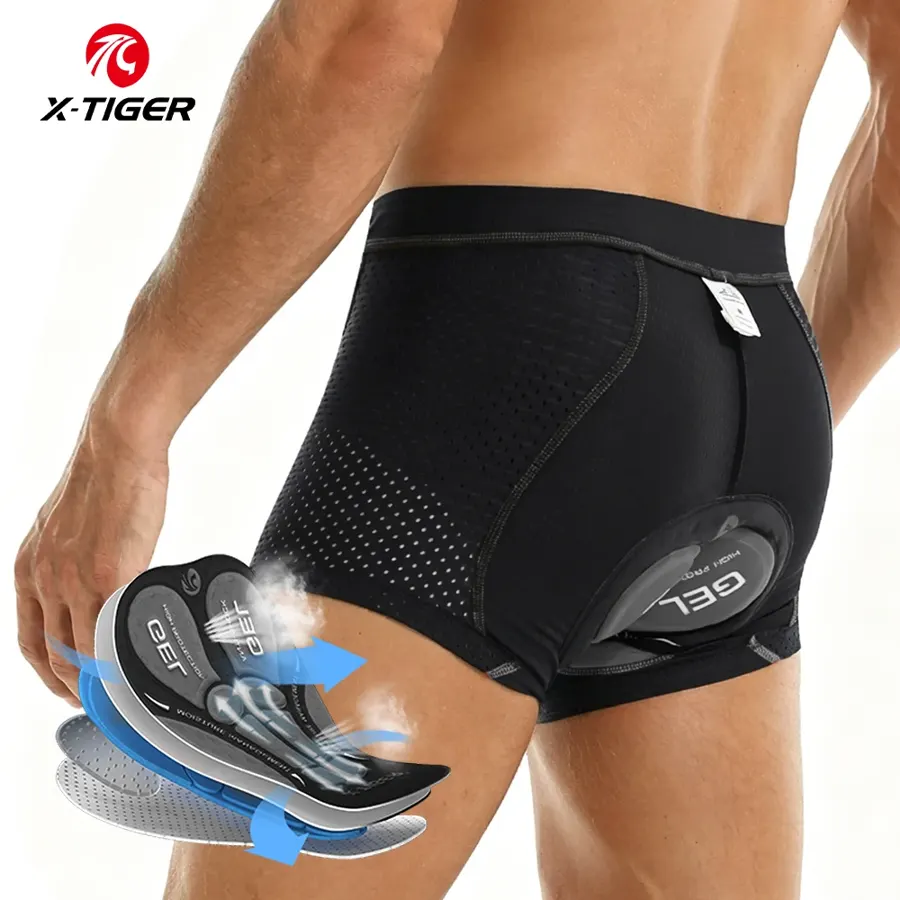 Sous-short vélo rembourré X-TIGER, peau gel 5D, homme