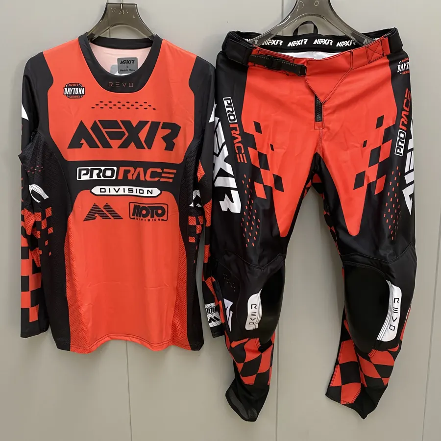 Tenue de motocross maillot + pantalon, 6 coloris, coloris Noir et orange