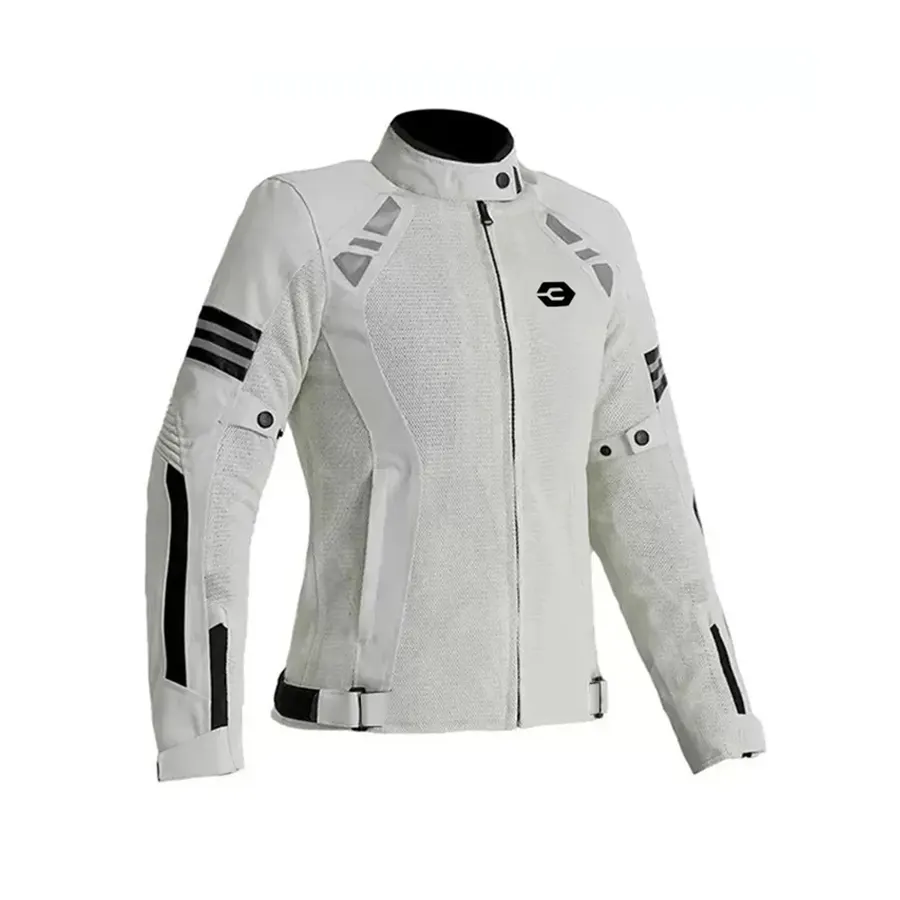 Veste moto femme d'été en maille HEROBIKER, 5 protections, couleur Blanc