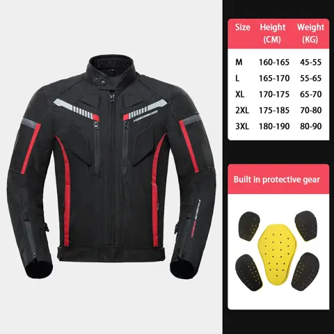 Veste moto textile imperméable homme avec 5 protections amovibles